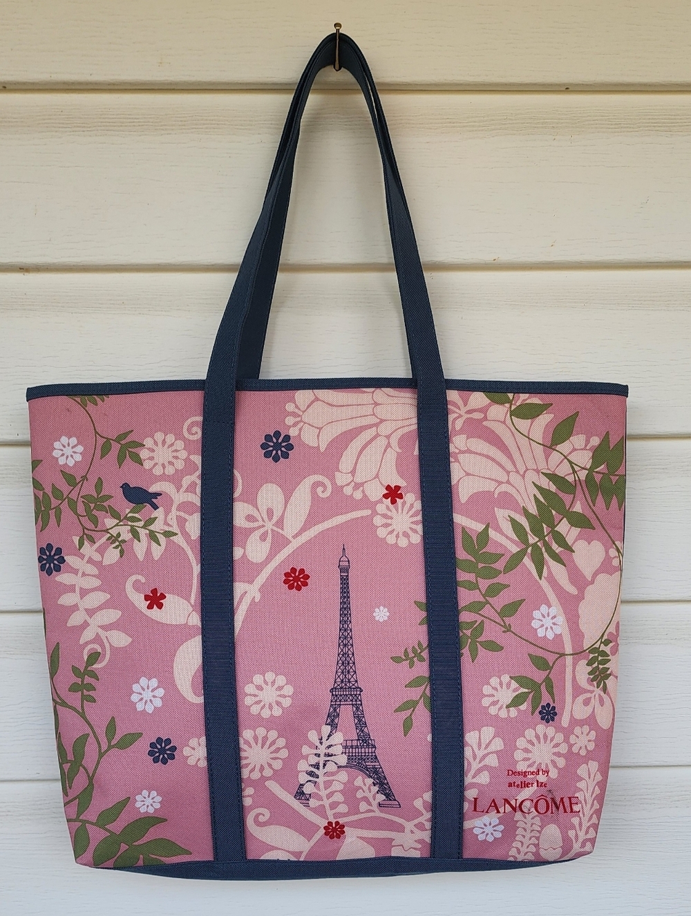 Lancome Pink Floral Eiffel Tote Bag